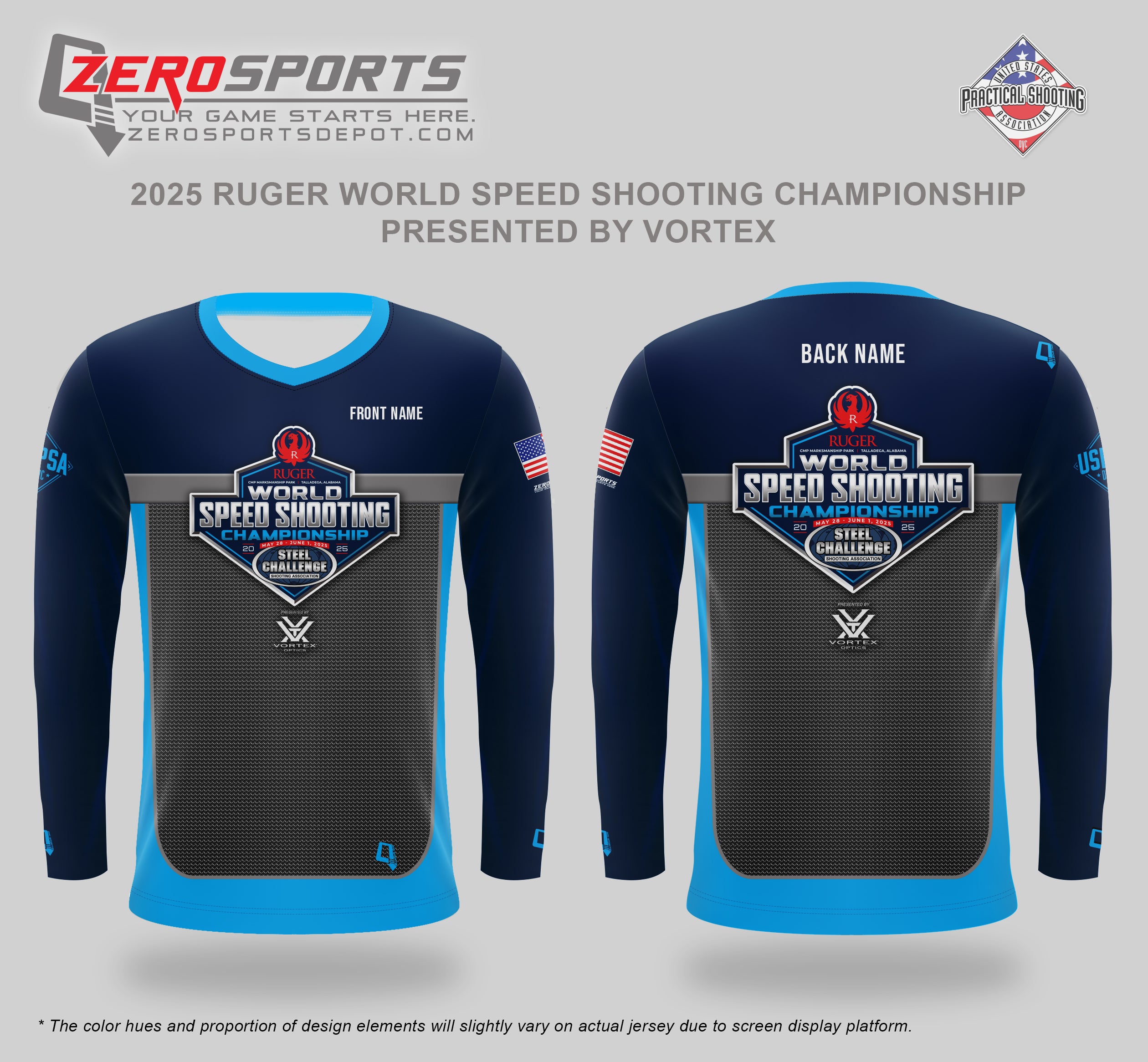 The Ruger 2025 World Speed Shooting Championship presented by Vortex Optics Match Jersey  **All orders after 4/15/25 will be shipped directly to your address after the match.