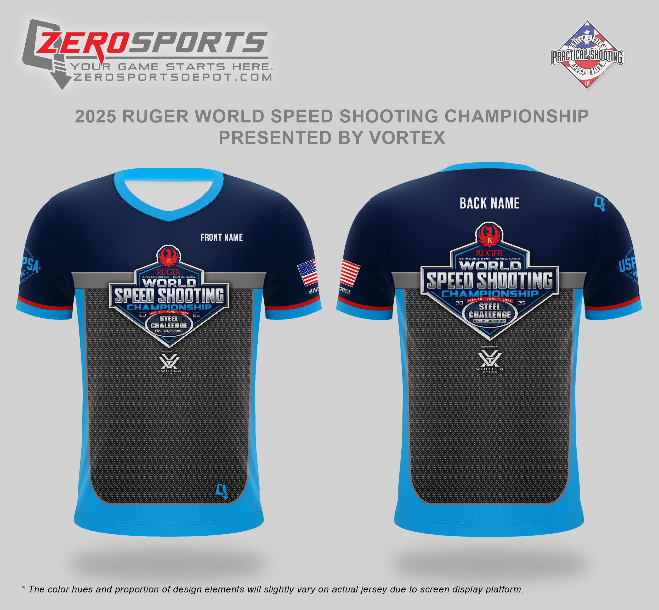 The Ruger 2025 World Speed Shooting Championship presented by Vortex Optics Match Jersey  **All orders after 4/15/25 will be shipped directly to your address after the match.